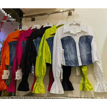 Denim Patchwork Crop Shirt